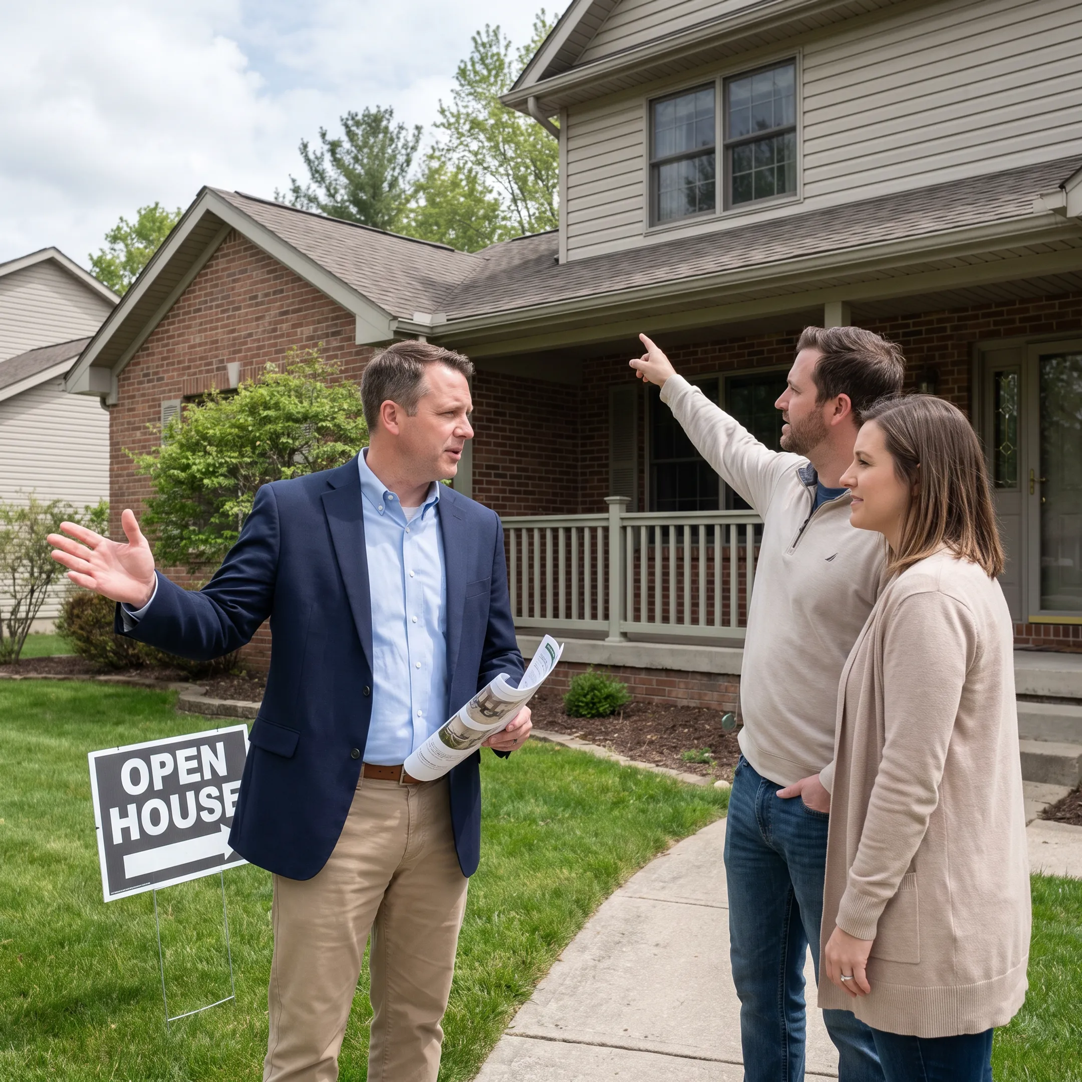 Realtor reviewing a Spring Grove home listing with clients
