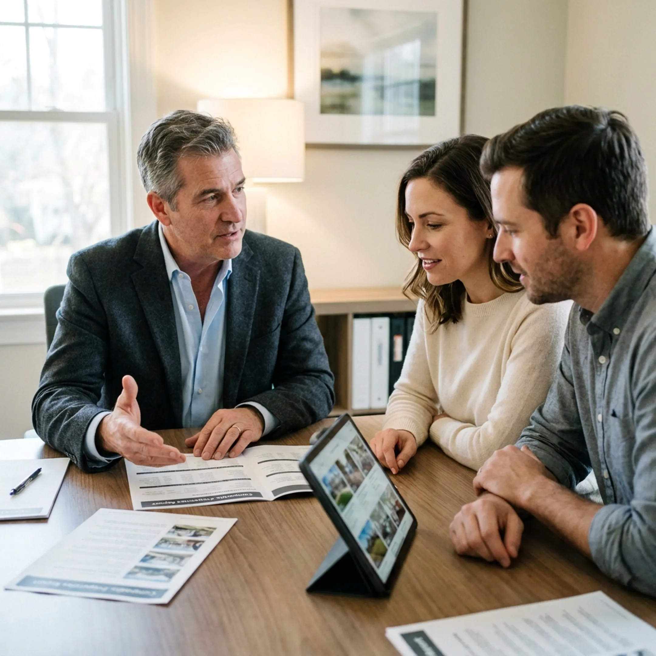 Agent guiding clients through a residential home search
