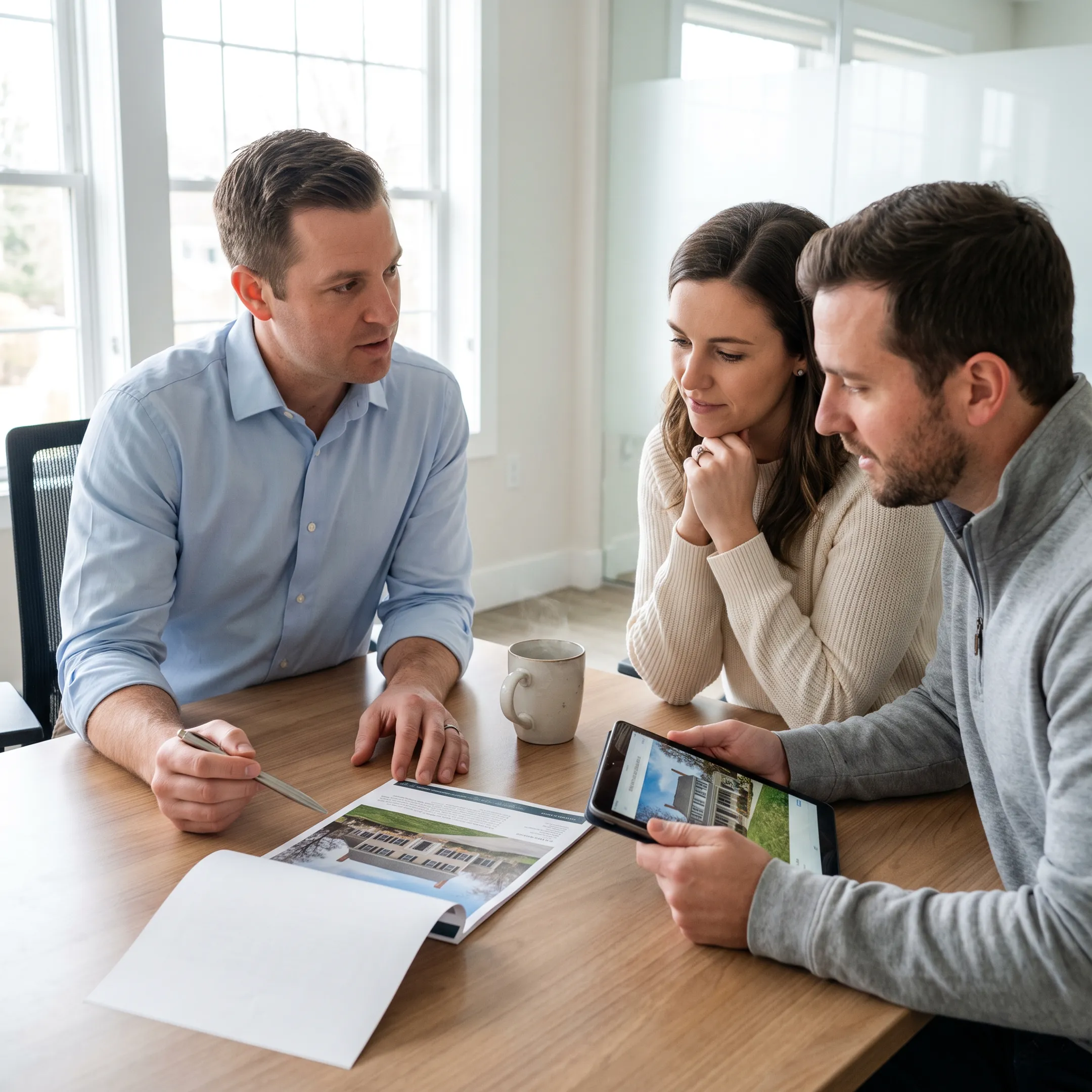 Real estate agent discussing Manchester Pennsylvania homes with clients