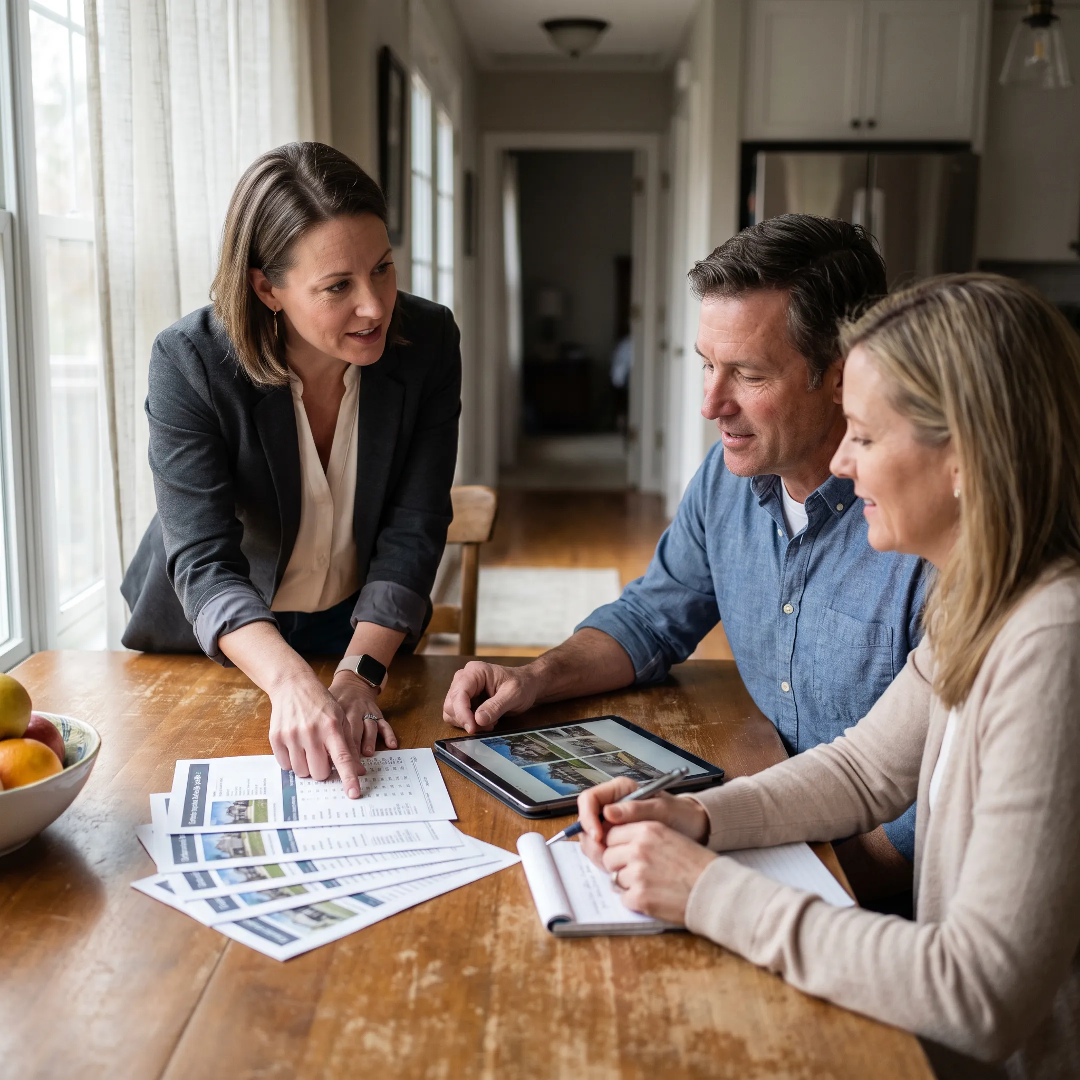 Real estate agent discussing a home sale with York Pennsylvania homeowners