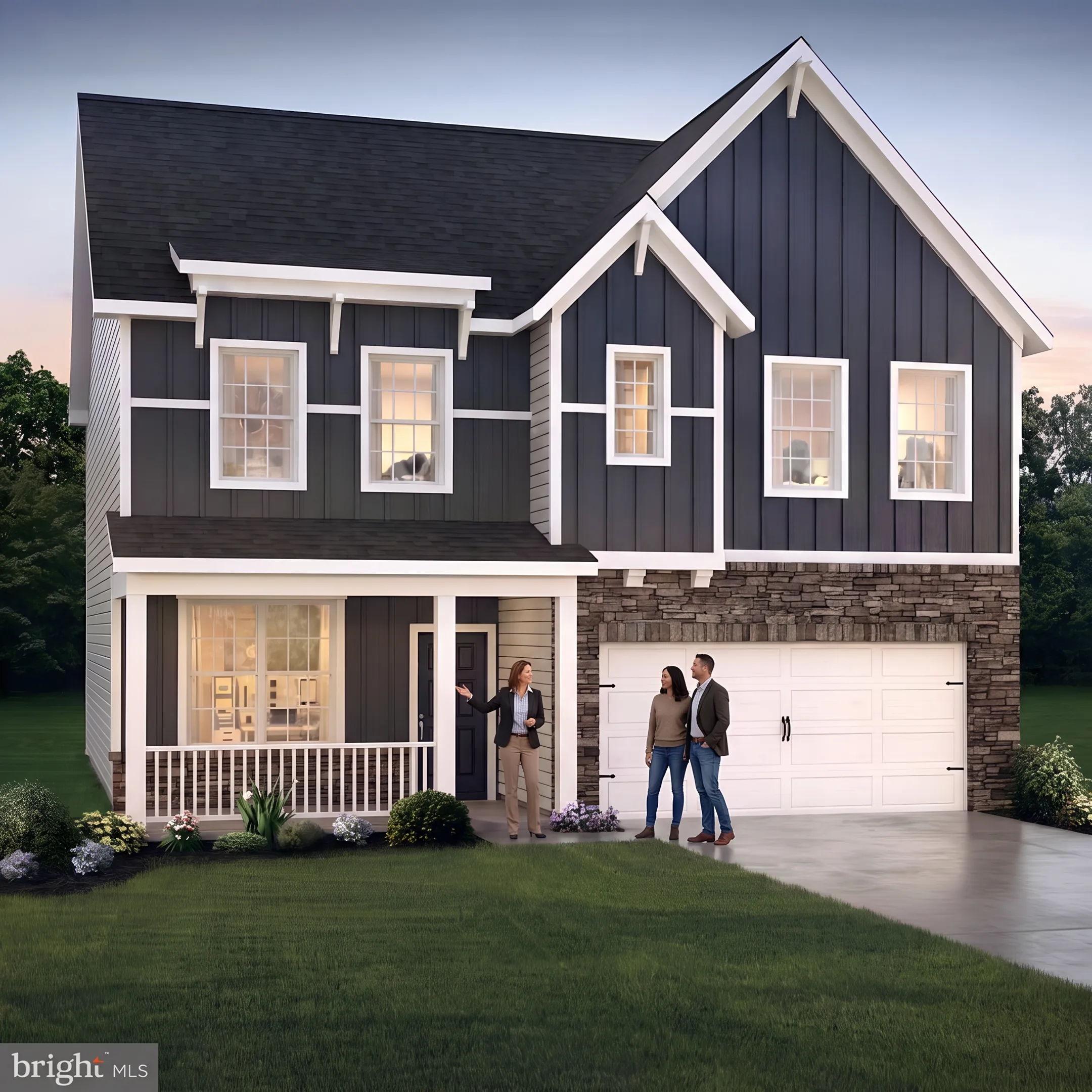 Real estate agent discussing a Brogue, Pennsylvania home with prospective buyers