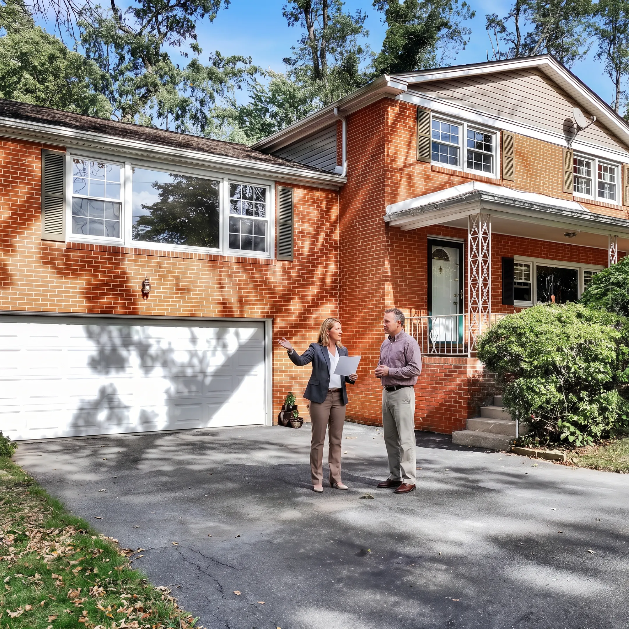 Realtor reviewing luxury property details with home buyer