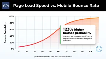 Page load time versus mobile bounce rate increase comparison chart