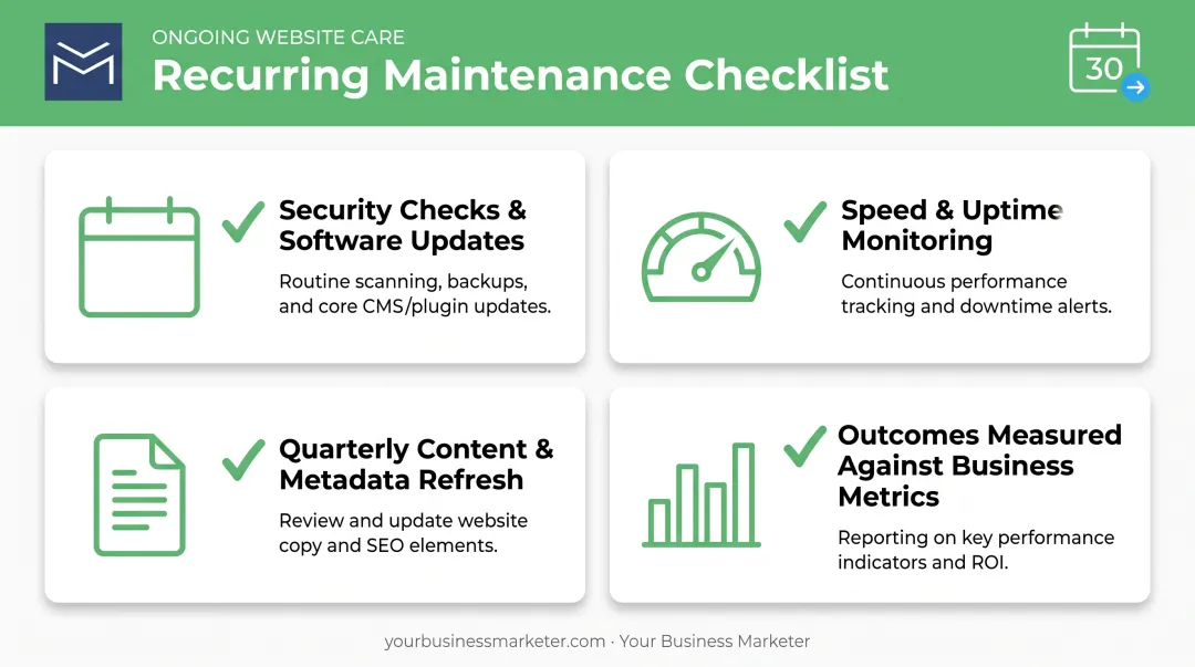 Consistent website maintenance schedule checklist for security and performance
