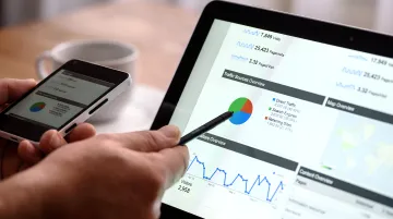 Company analytics dashboard displaying client revenue growth and ROI metrics