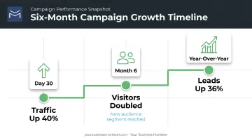Dealership PPC growth timeline showing traffic and lead increases