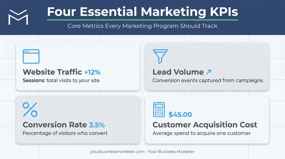 Four essential small business marketing KPIs to track dashboard