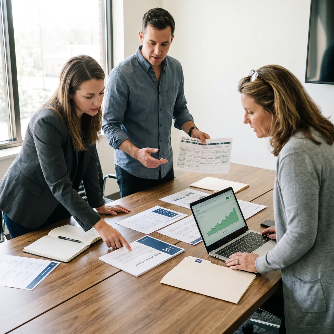 Team planning an organic SEO content strategy
