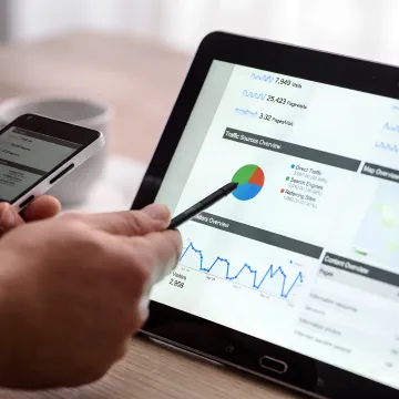 Marketing professional analyzing online review performance