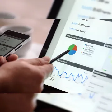 Content marketer reviewing performance dashboard