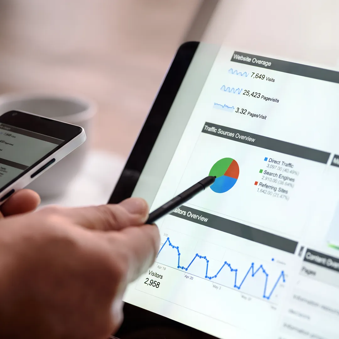 Marketer reviewing lead generation data