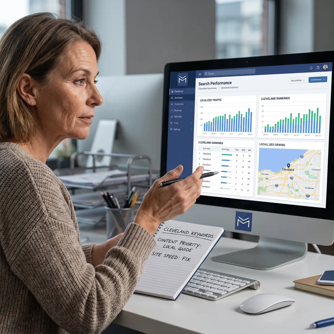 SEO specialist planning a keyword strategy