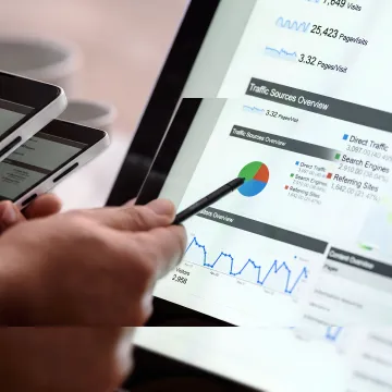 Marketing specialist analyzing contractor lead performance