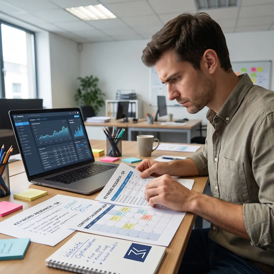 SEO strategist planning keyword and content strategy