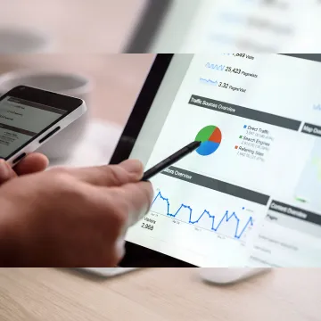 Marketing professional reviewing online customer ratings