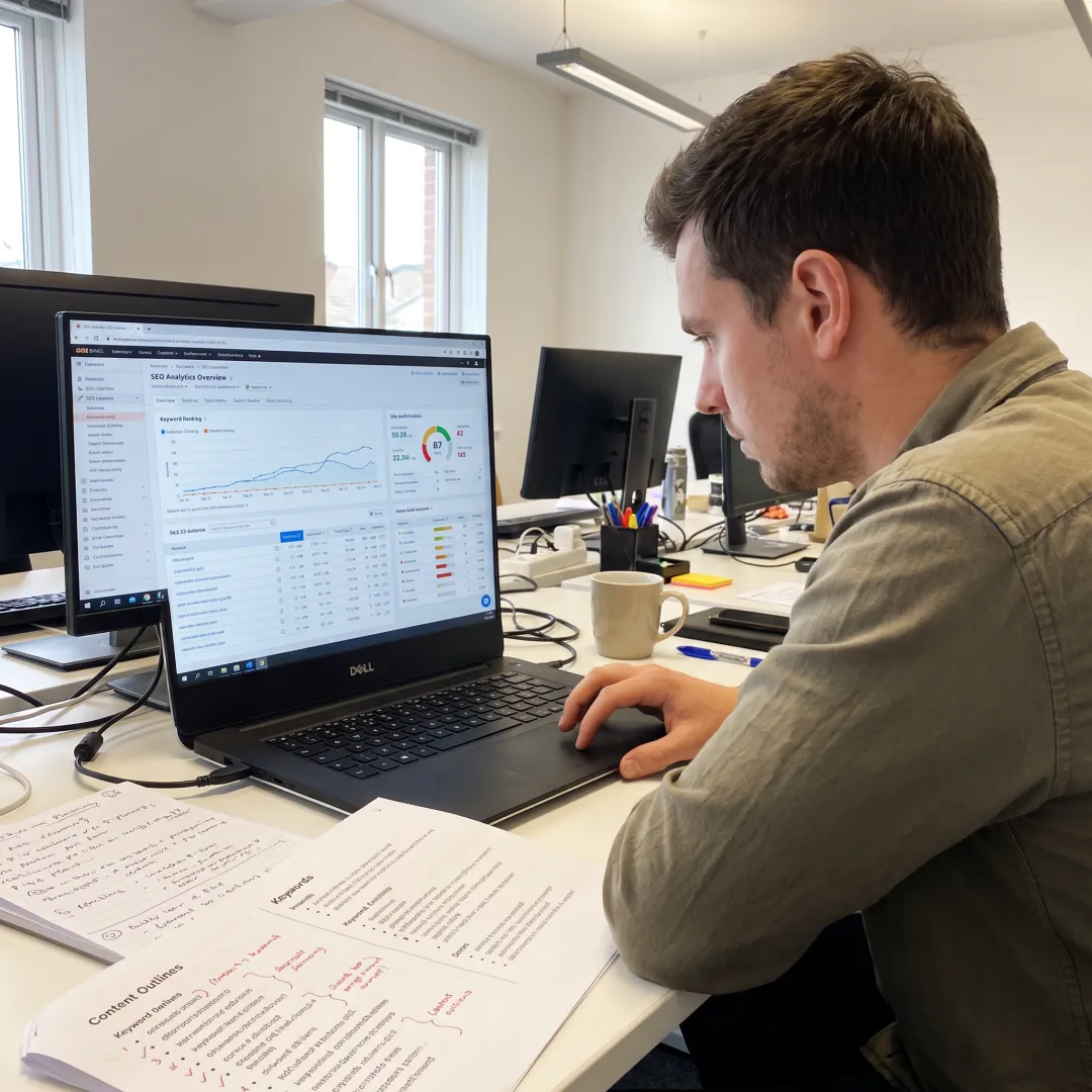 SEO specialist planning keyword and content strategy