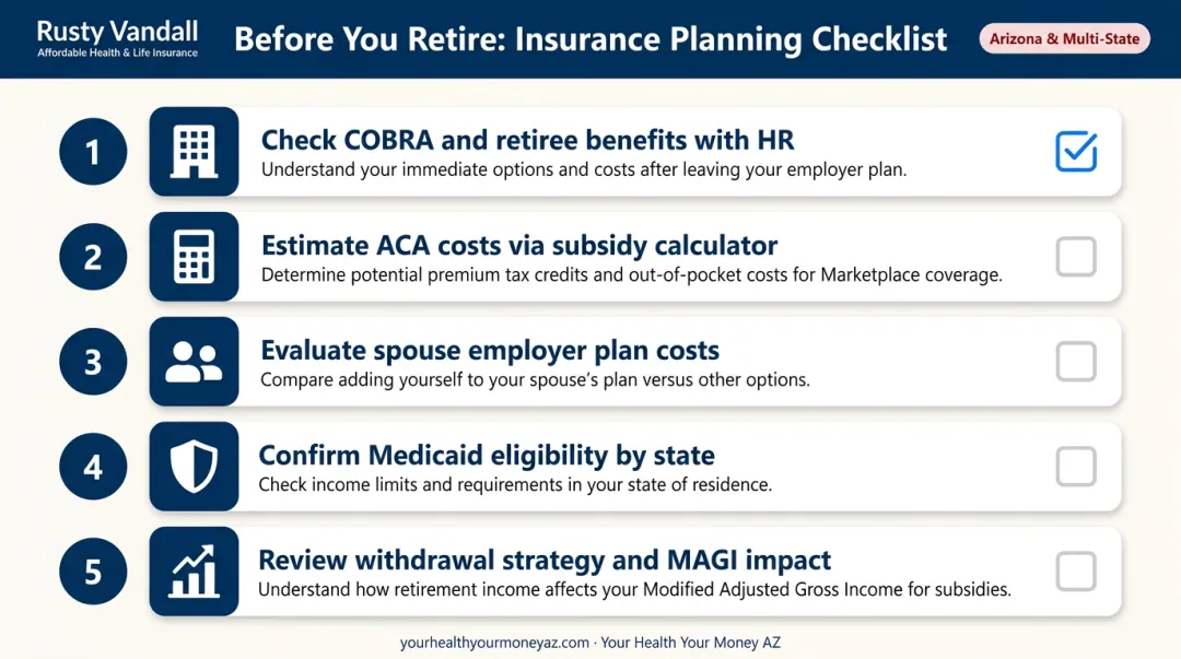 5-step pre-retirement health insurance planning checklist for early retirees