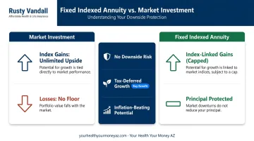 Fixed indexed annuity growth versus market performance with principal protection comparison