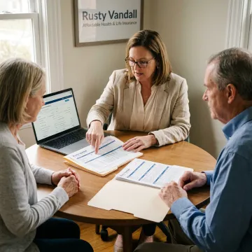 Insurance advisor comparing health plan options with a client