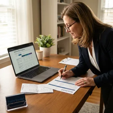Medicare agent comparing plan options and prescriptions