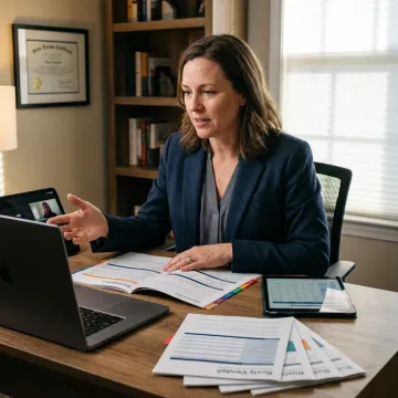 Insurance advisor explaining telehealth options