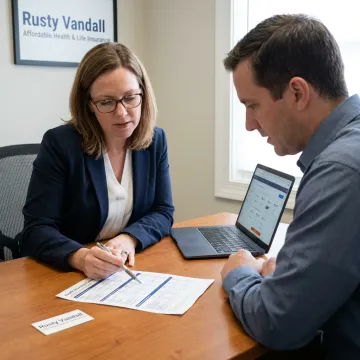 Insurance agent explaining disability coverage options
