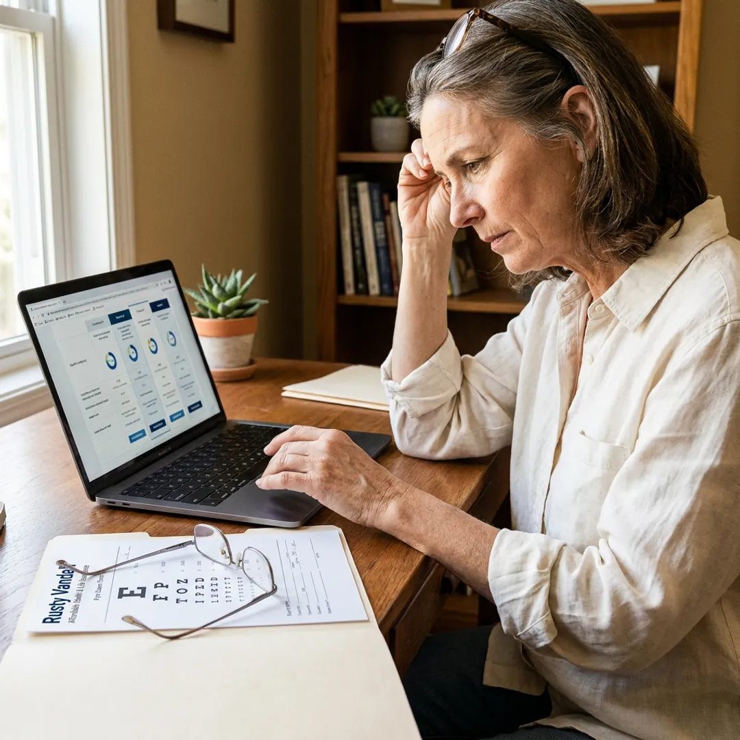 Self-employed professional comparing vision insurance options