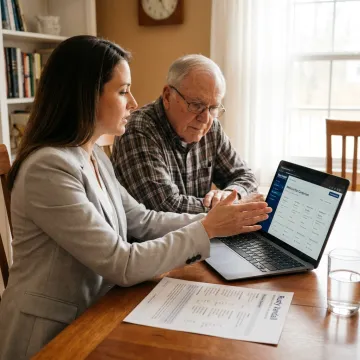 Insurance agent comparing Medicare plan options