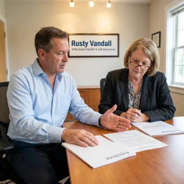 Insurance broker consulting with senior care facility manager