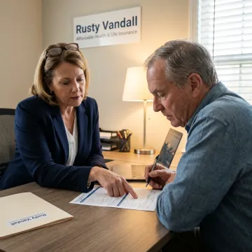 Insurance advisor reviewing short-term disability coverage options