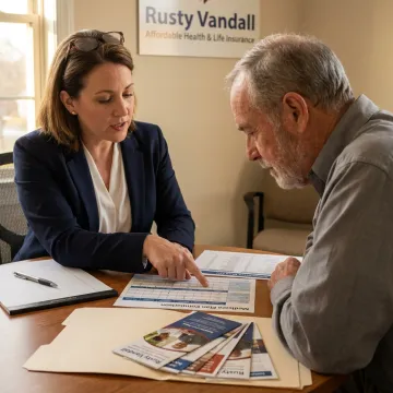 Insurance advisor comparing senior coverage options