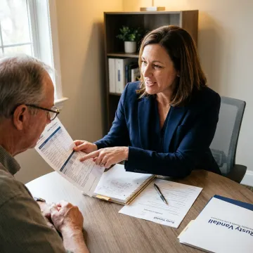 Insurance agent comparing plan options with a client