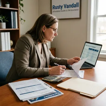 Insurance plan comparison process on laptop