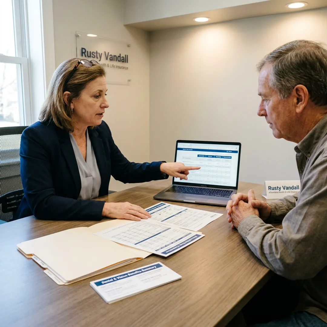 Broker comparing Medicare coverage options
