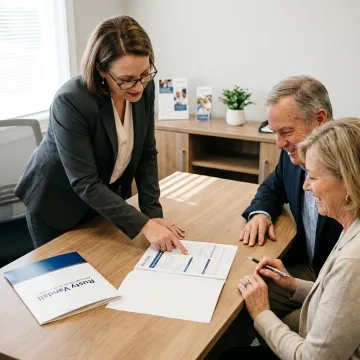 Insurance advisor reviewing long term care coverage