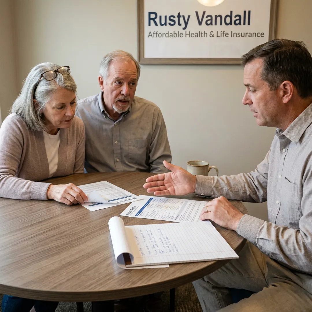 Insurance agent comparing long term care options