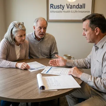 Insurance agent comparing long term care options