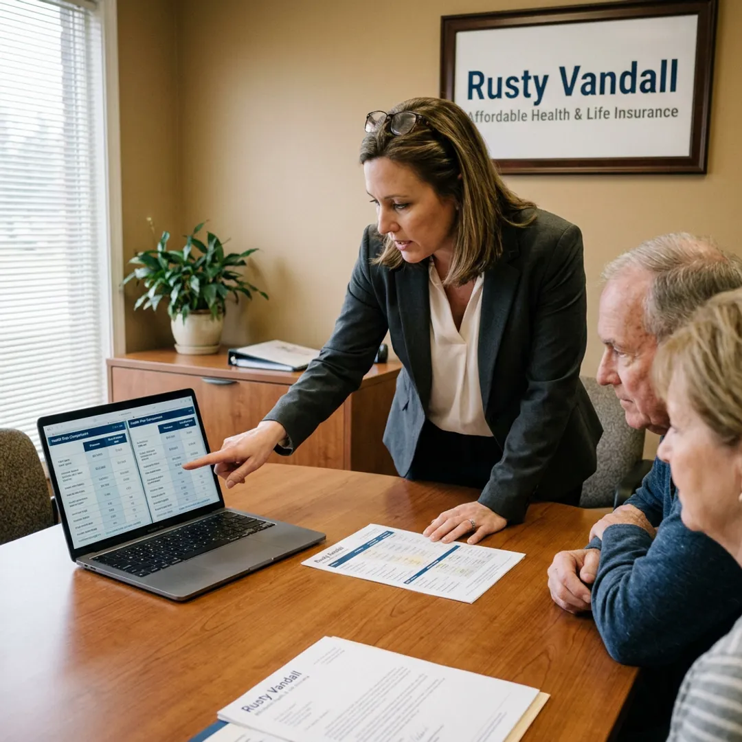 Insurance advisor explaining plan comparisons