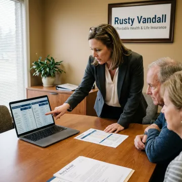 Insurance advisor explaining plan comparisons