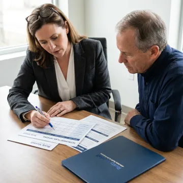 Advisor comparing retirement and benefits options