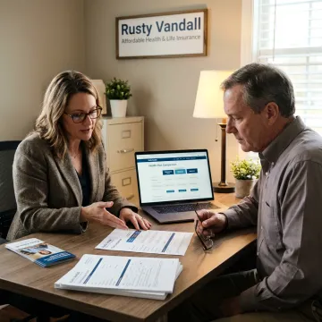 Licensed agent reviewing insurance options with an independent contractor