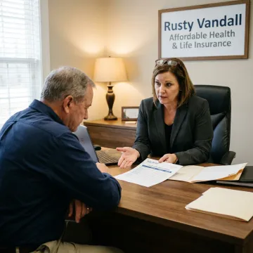 Insurance advisor explaining long term care coverage
