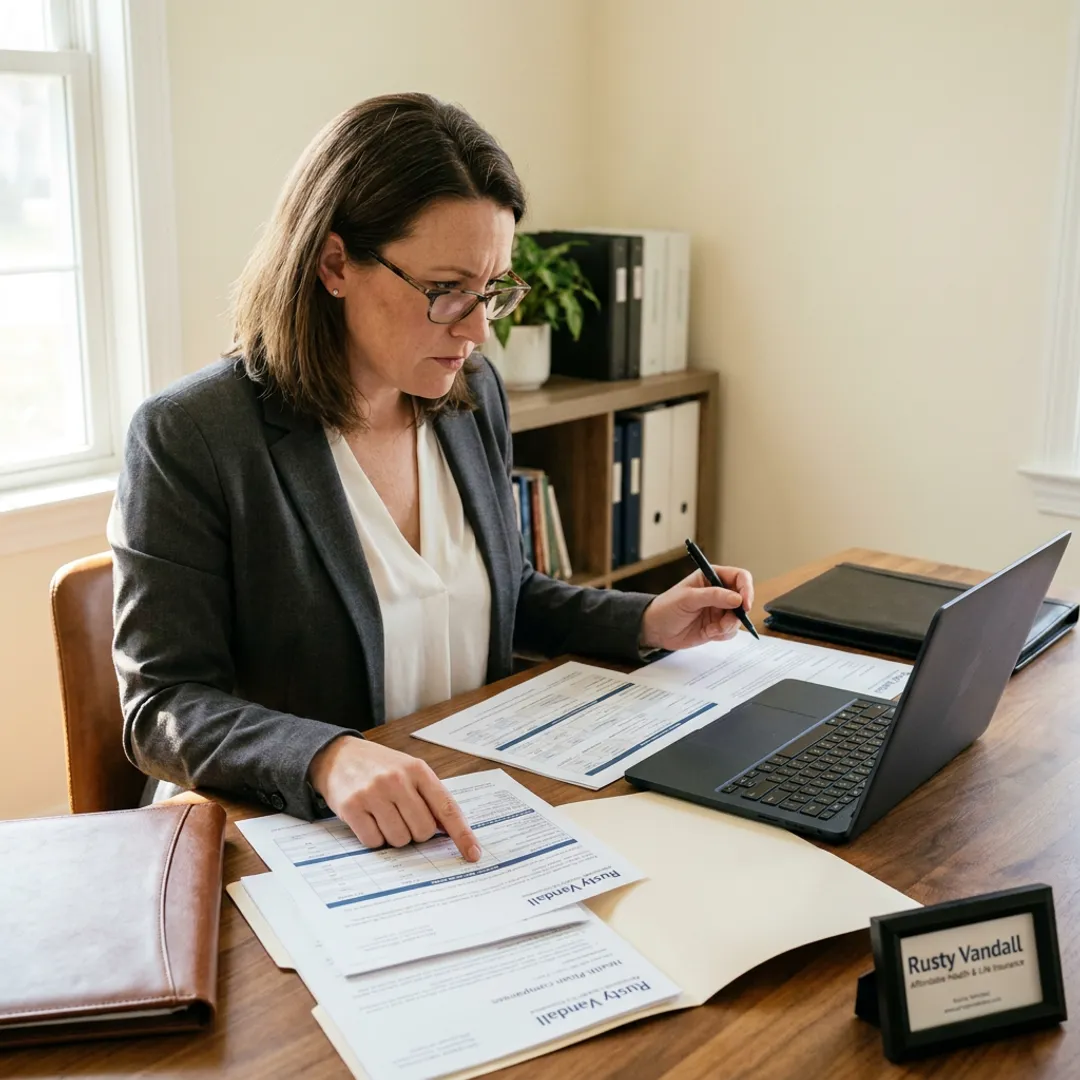 Advisor comparing small business health insurance proposals