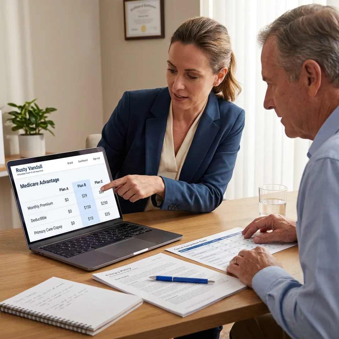 Insurance advisor explaining virtual planning steps