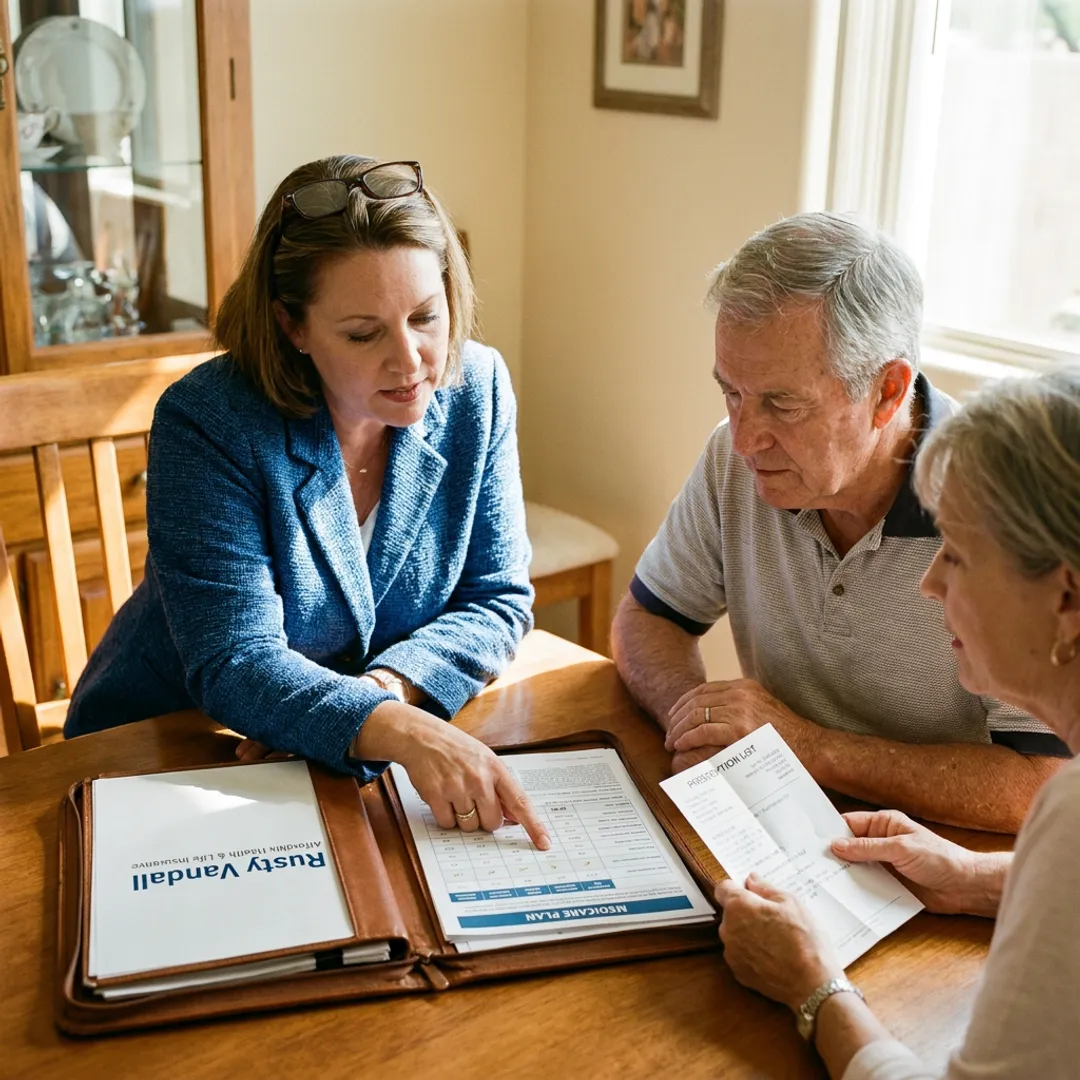 Broker comparing Medicare plans during consultation