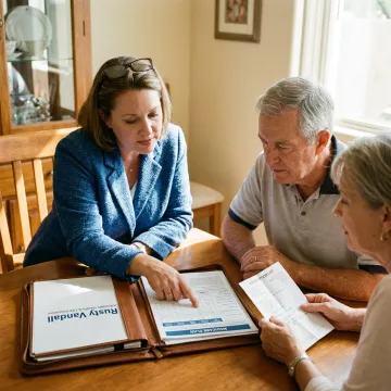 Broker comparing Medicare plans during consultation