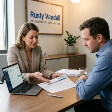 Small business owner reviewing insurance quotes