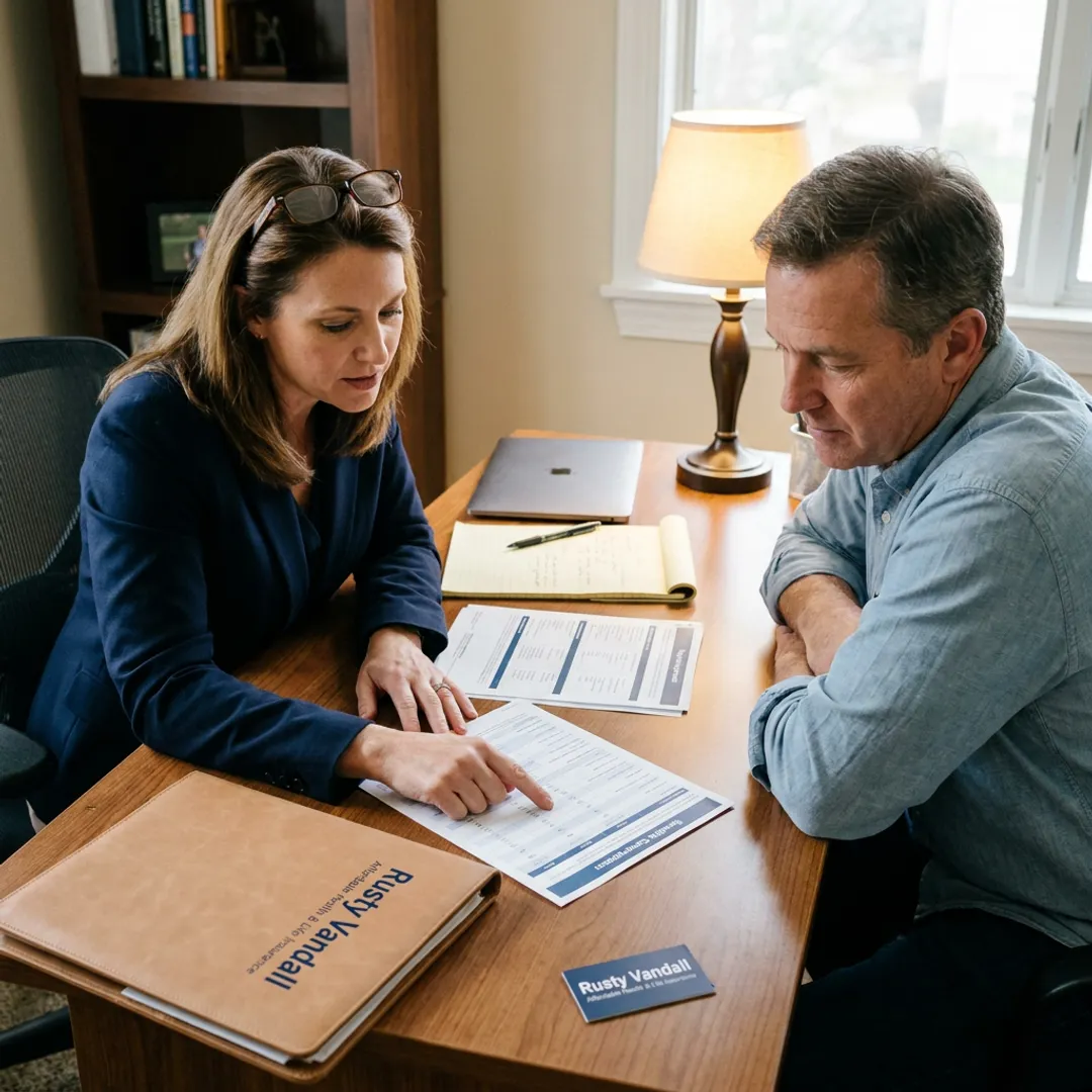 Insurance agent comparing coverage options