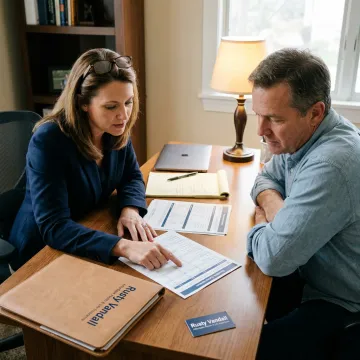 Insurance agent comparing coverage options