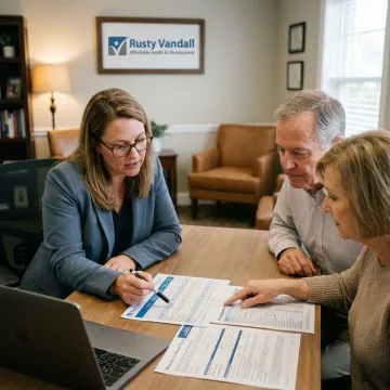 Insurance agent comparing health plans